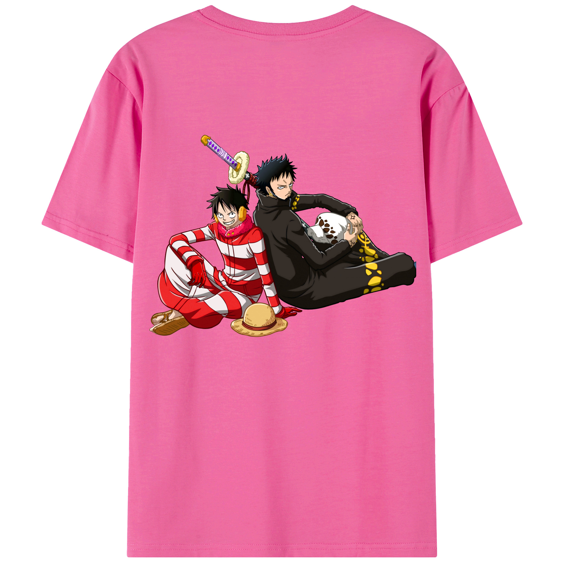 ワンピース モンキー・D・ルフィ ONE PIECE Monkey D. Luffy レディース半袖Tシャツ(バックプリント)